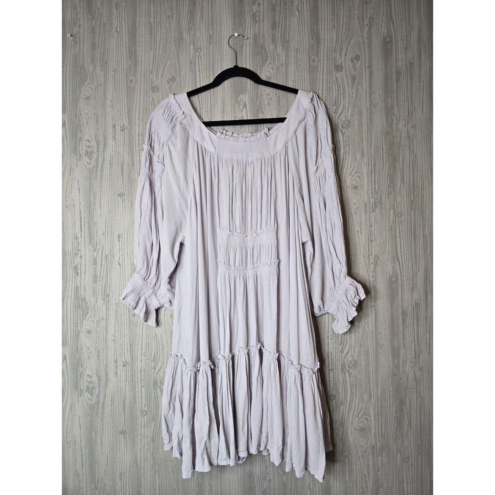 Free People Peasant Babydoll Dress Medium Light Gray - Picture 2 of 7